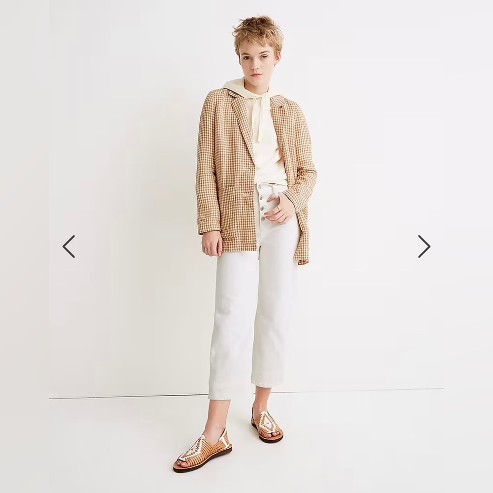 Madewell Linen Dorset Blazer in Gingham Check